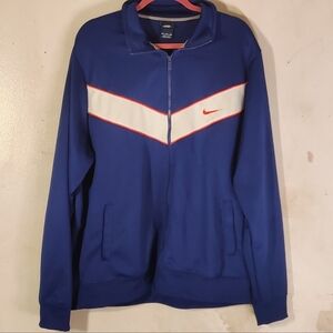 Nike Blue Track Jacket with Red and White Accents